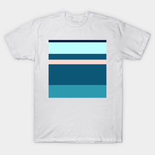 A super composition of Oxford Blue, Deep Sea Blue, Sea, Pale Cyan and Pale Pink stripes. T-Shirt